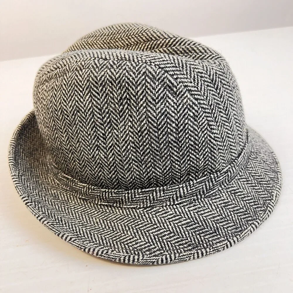 London Fog Fedora Hat Men's Medium 7 - 7 1/8 Black Gray Made USA Classic